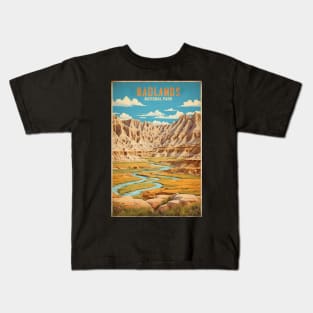 Badlands National Park USA Vintage Travel Retro Tourism Kids T-Shirt